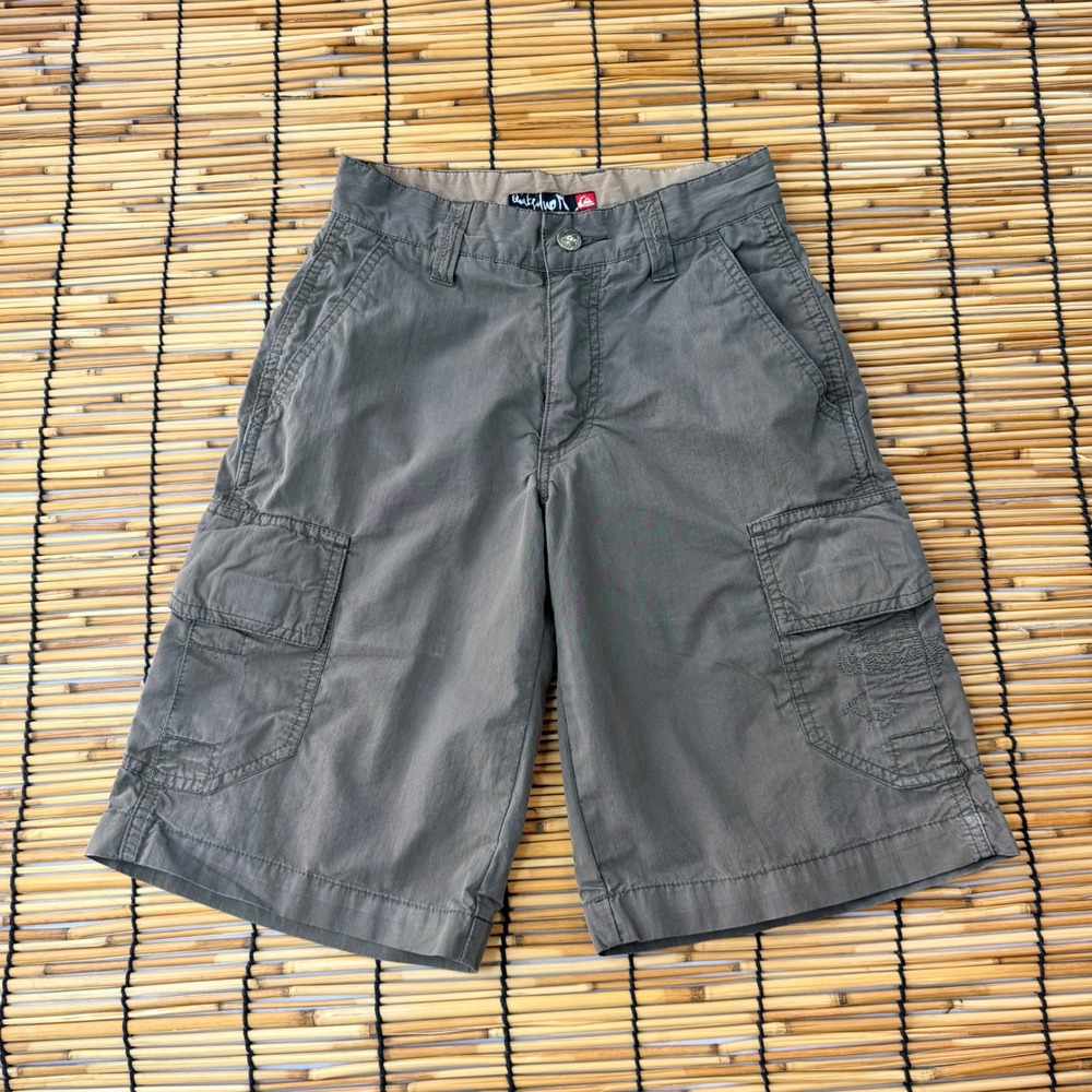 Quiksilver Boys Cargo Shorts Grey Green Size 10 Slim 23 Waist G204699H